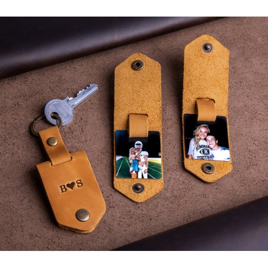 Man accessory - Leather keychain with photo, unique photo gift for man, keychain for him, gift ideas for men Man accessory - Leather keychain with photo, unique photo gift for man, keychain for him, gift ideas for men