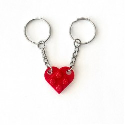 Heart Keychain Set - Made with Authentic LEGO® Bricks, Matching Friendship keychains, Gift for Couples, BFFs - Very High Quality & DURABLE