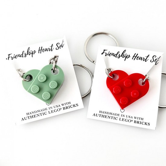 Heart Keychain Set - Made with Authentic LEGO® Bricks, Matching Friendship keychains, Gift for Couples, BFFs - Very High Quality & DURABLE Heart Keychain Set - Made with Authentic LEGO® Bricks, Matching Friendship keychains, Gift for Couples, BFFs - Very High Quality & DURABLE
